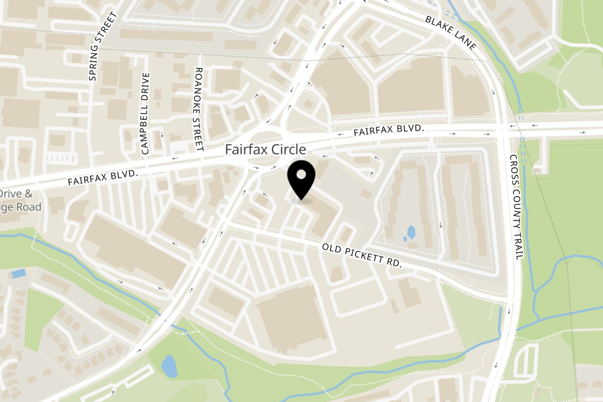 Map showing the location of Erbil Kabob on 3210 Old Pickett Rd in Fairfax